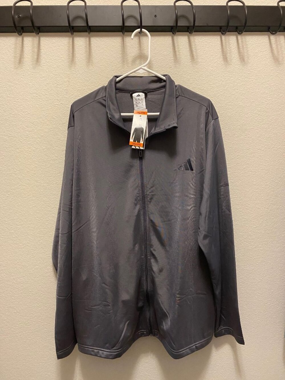 NEW Men’s Adidas Tricot Full Zip Warm-Up Jacket Gray, Size 2XL